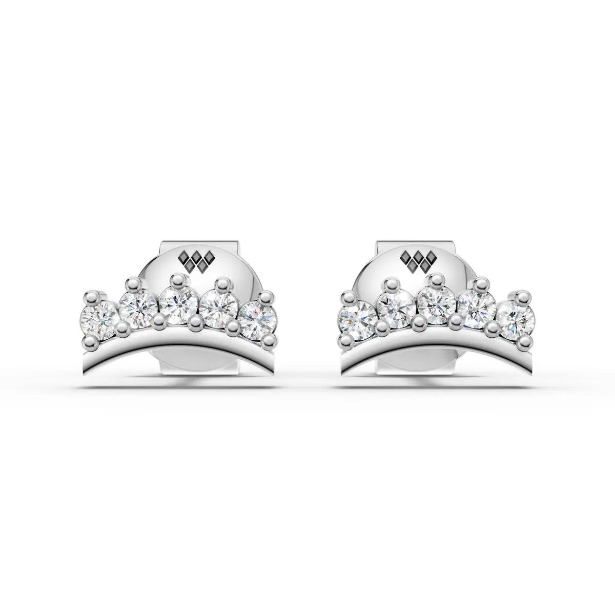 Curved Crown Diamond Stud Earrings